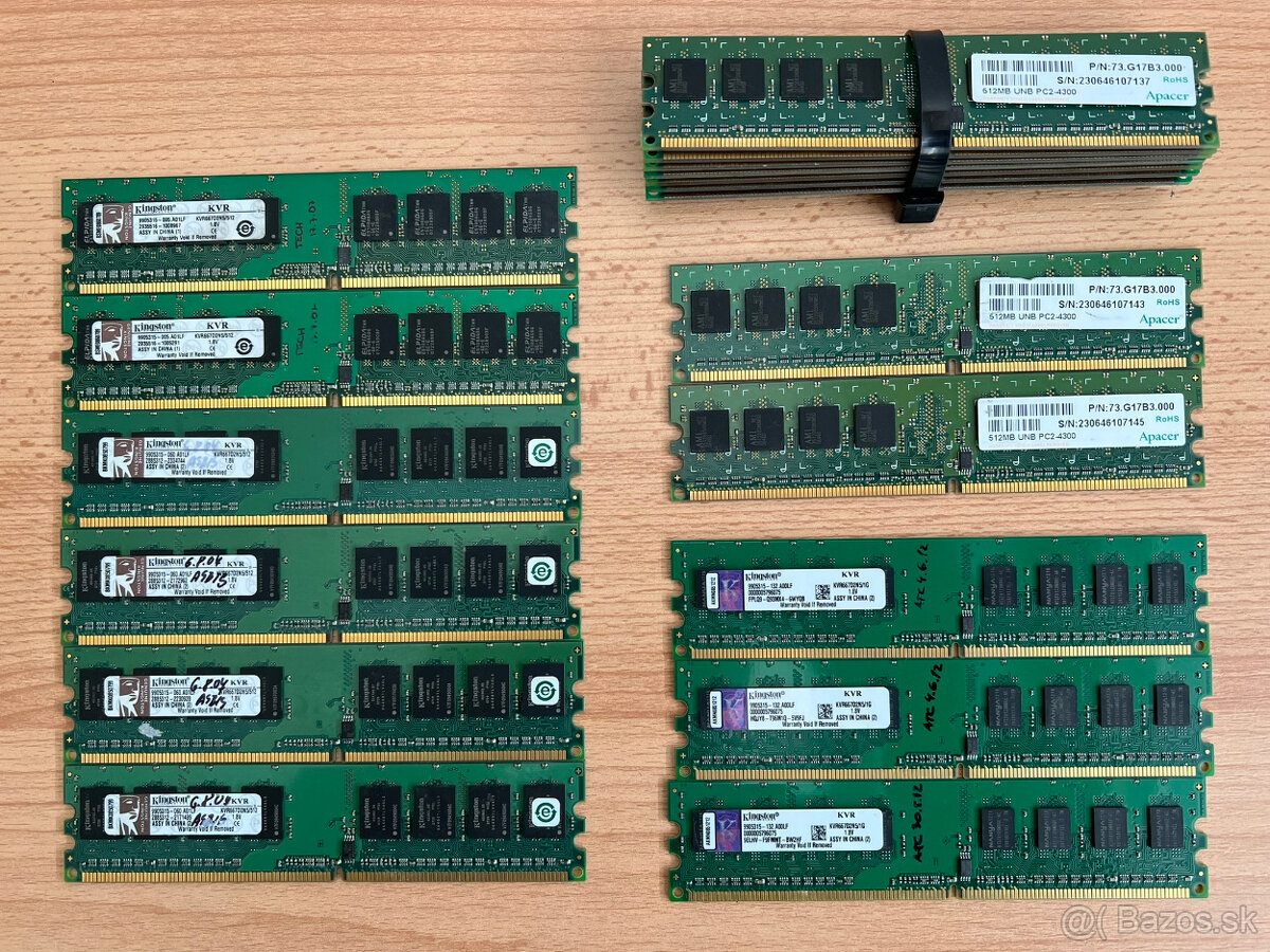 Predám pamäťové moduly DDR2 4GB 2GB 1GB 512MB