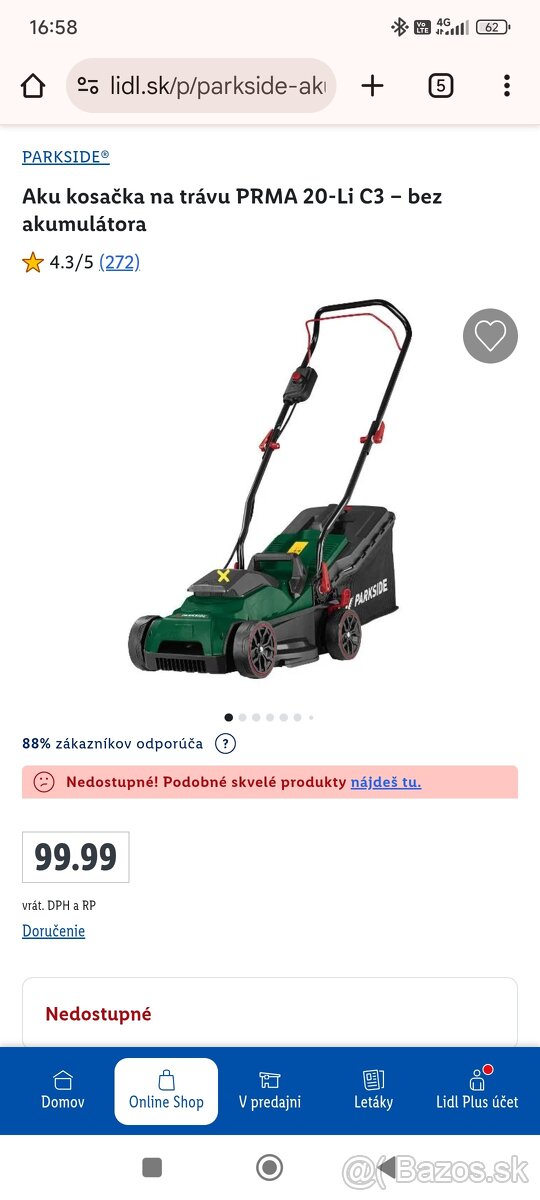 Aku kosačka Parkside