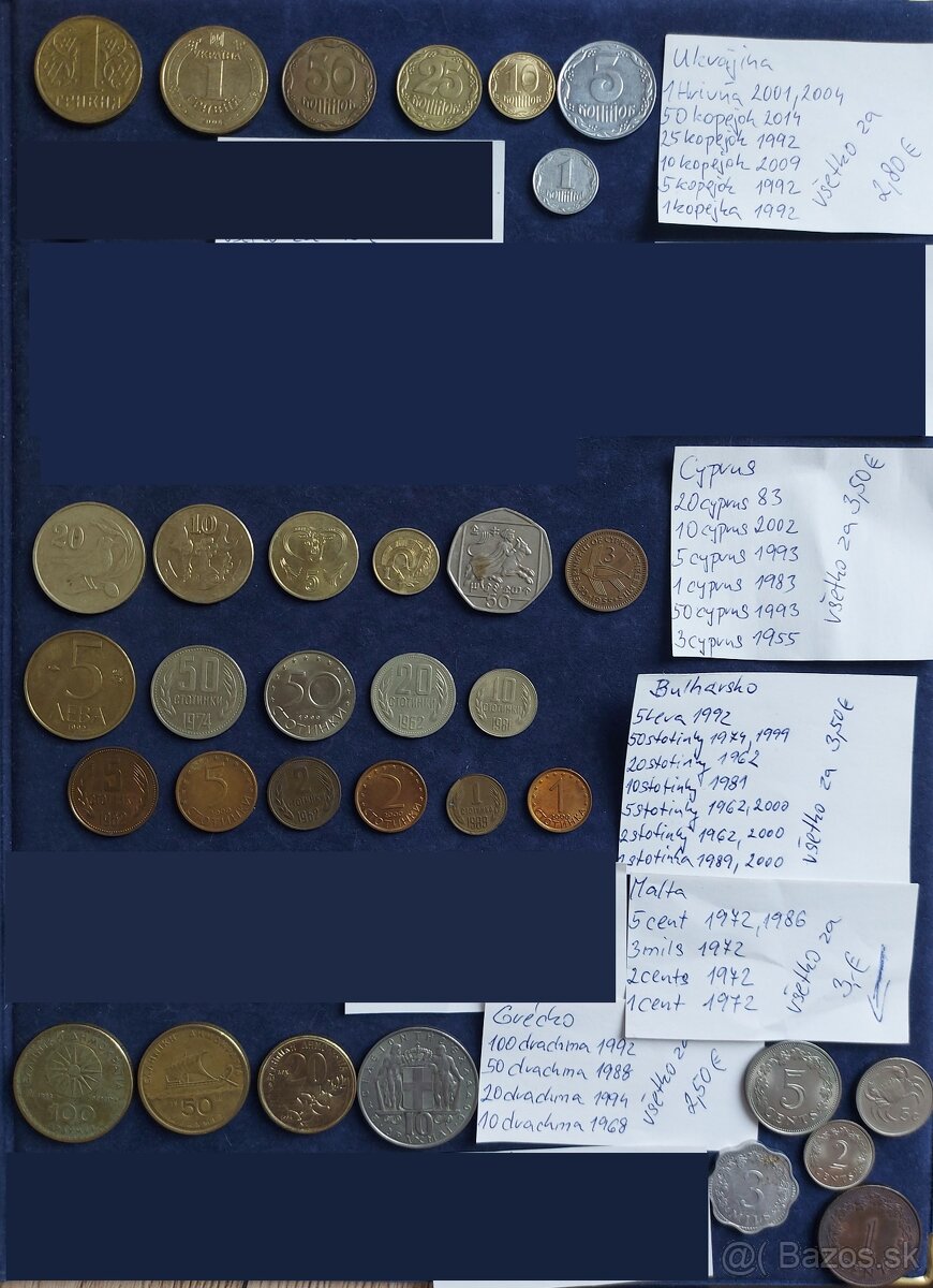 Zbierka mincí - rôzne svetové mince - Európa 3