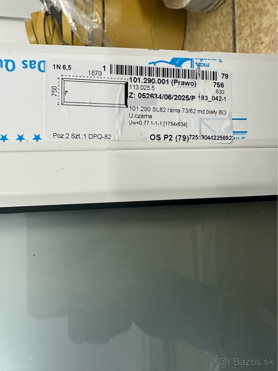 Biele fixné okno š1870mm x v 750mm