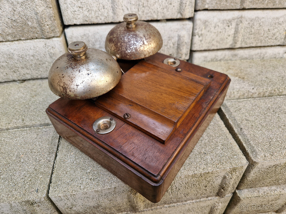 Starožitný přídavný zvonek telefon telegraf zn. Adler & Cie