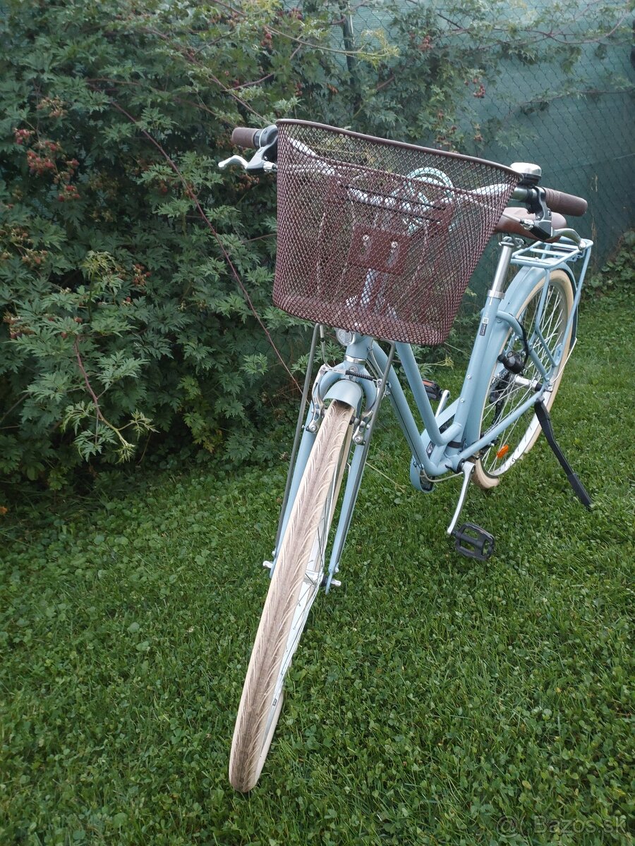 Mestský bicykel Elops 520 so zníženým rámom džínovo modrý