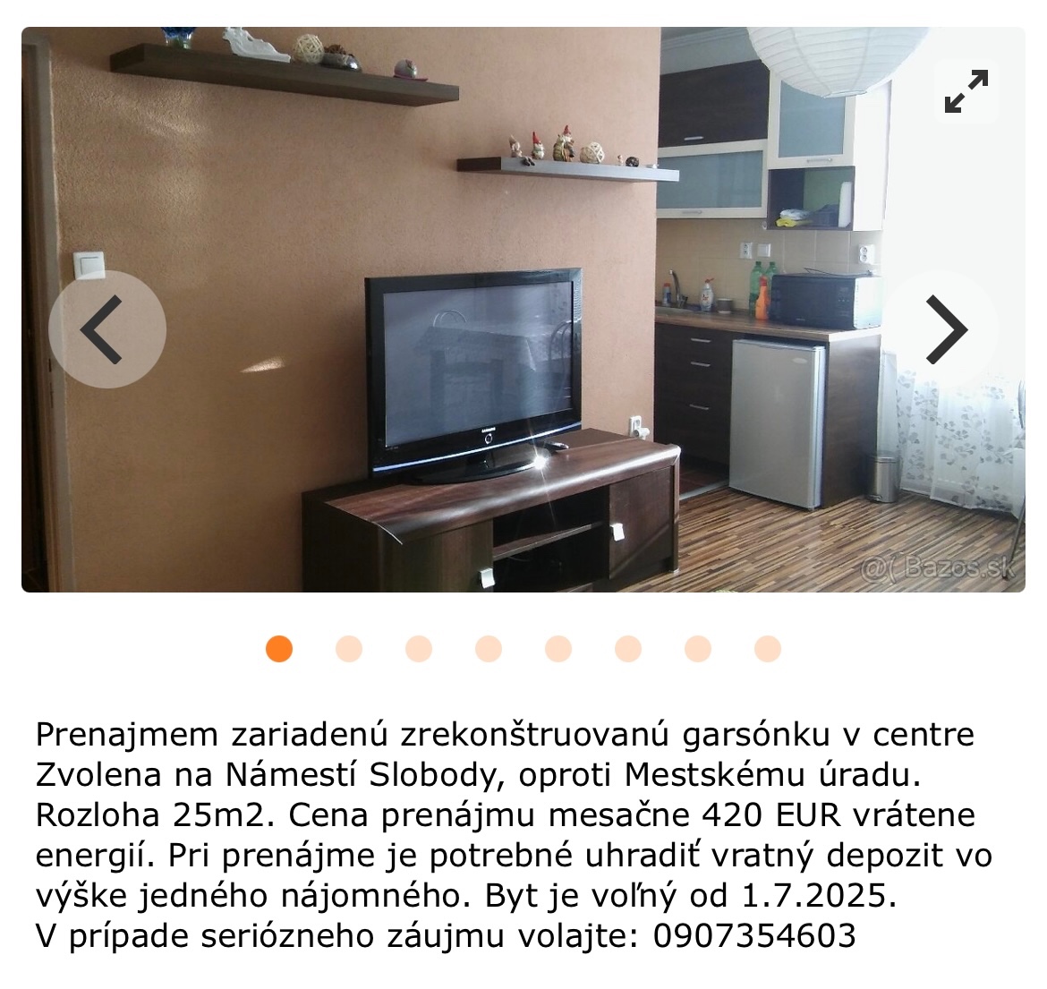 Prenájom garsonka centrum Zvolen