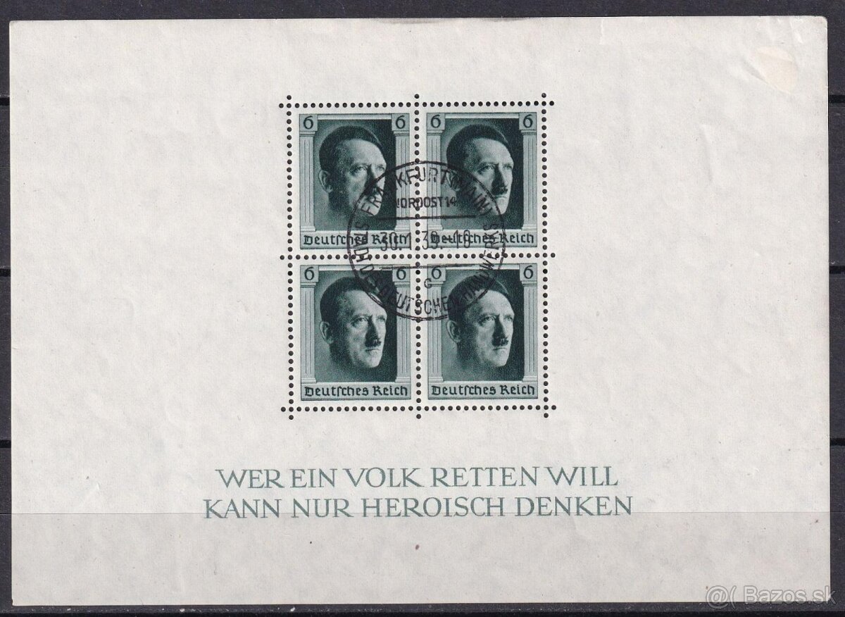 Reich - č.Block7 Hitler razítkovaný s lepem (čítajte Popis