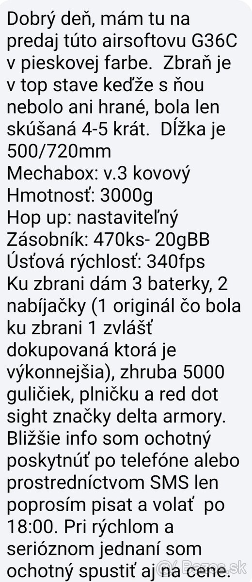 Predám Airsoftovu zbraň G36C
