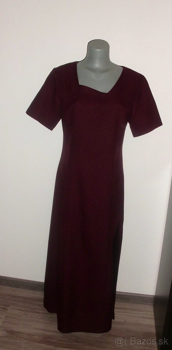 Dámske dlhé bordové spoločenské šaty, veľkosť 38