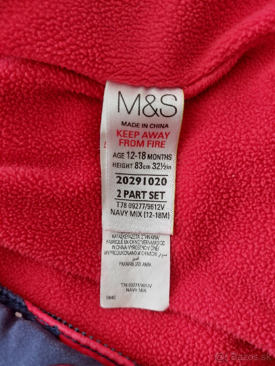 Zimný overal M&S 12-18m.