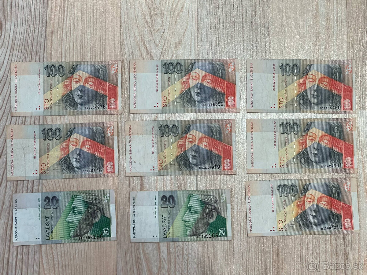 Slovenské bankovky 100 SK a 20 SK
