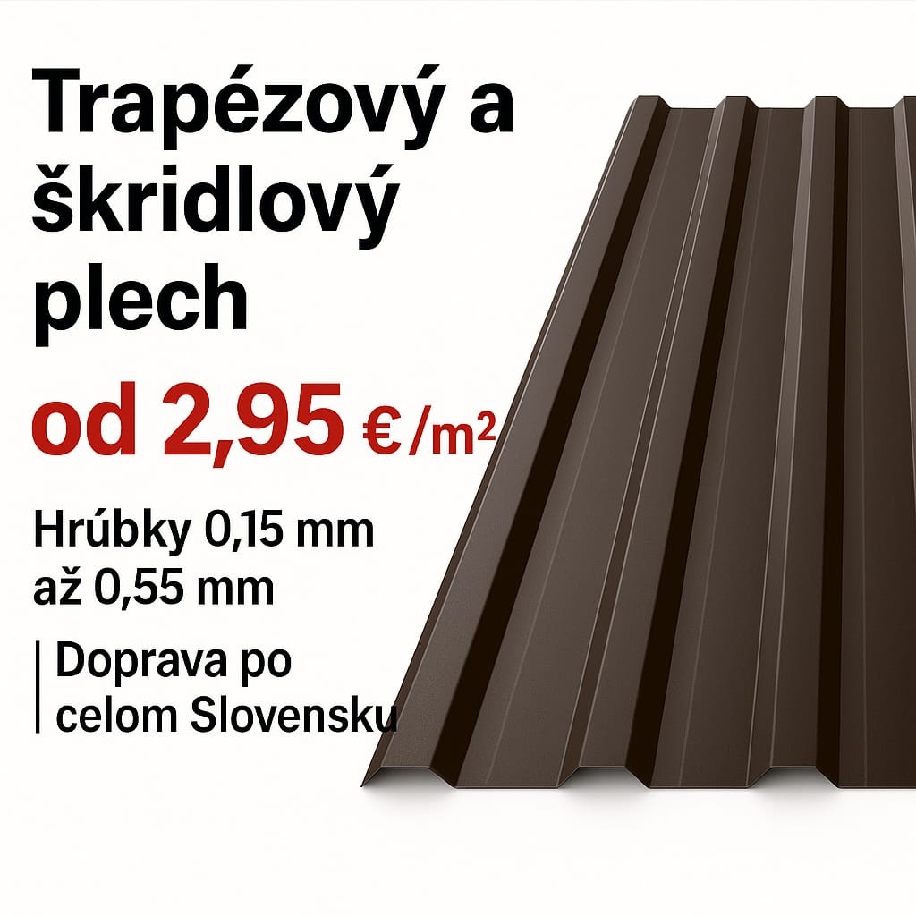 Trapézový a škridlový plech od 2,95€ / m² – Hrúbky 0,15 mm