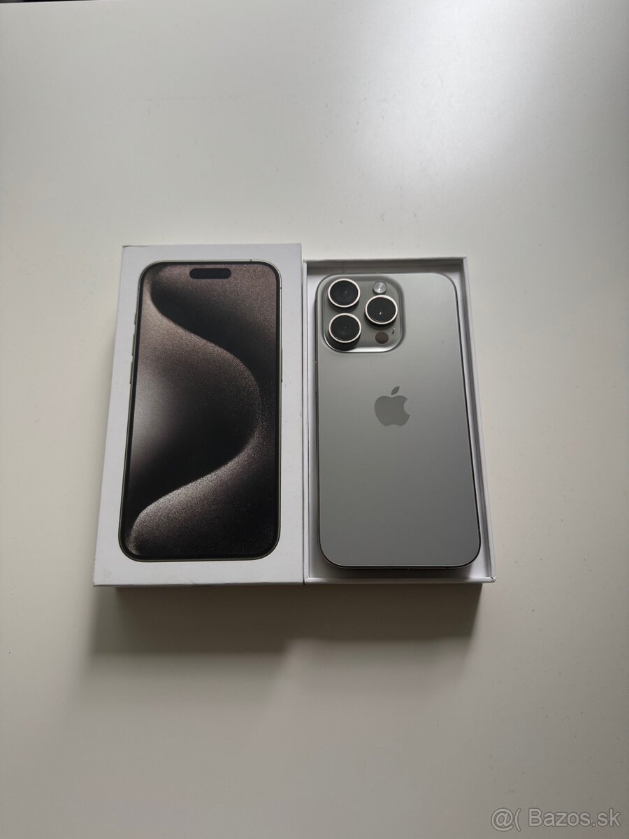 iPhone 15 PRO NATURAL TITANIUM 92% BATÉRIA TOP STAV