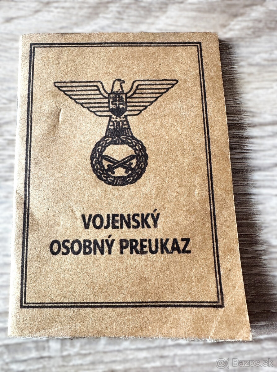 slovenský štát vojenský preukaz kopie