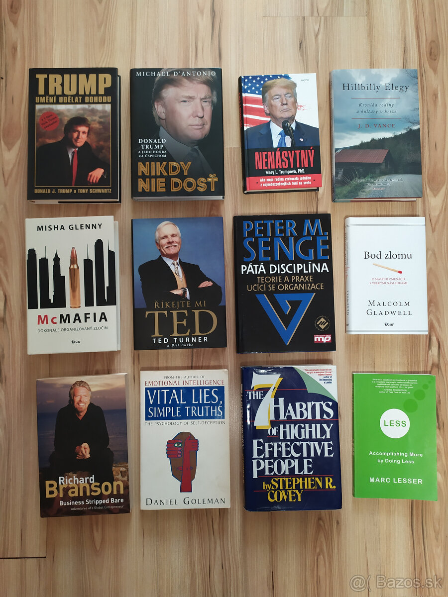 Predám knihy - Trump, Vance, motivačné; slovensky, anglicky.
