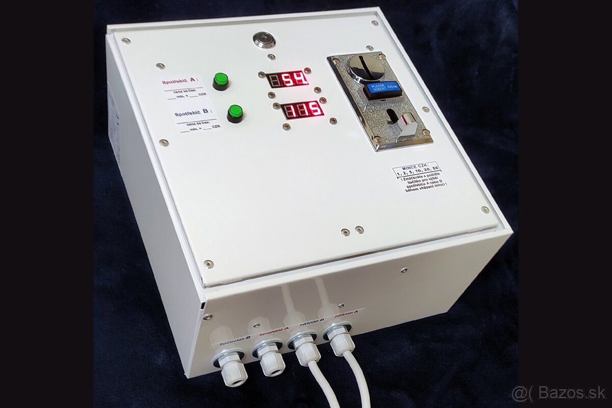 Dvojitý Mincovnik DUO pro pračku, sprchu, dveře. Časové relé