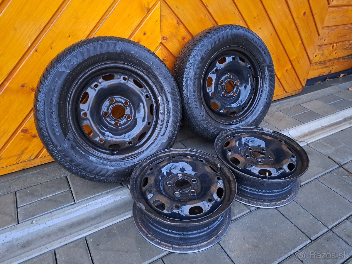 Plechové disky 5x100 R14 + zimné pneu 2ks 175/70 R14