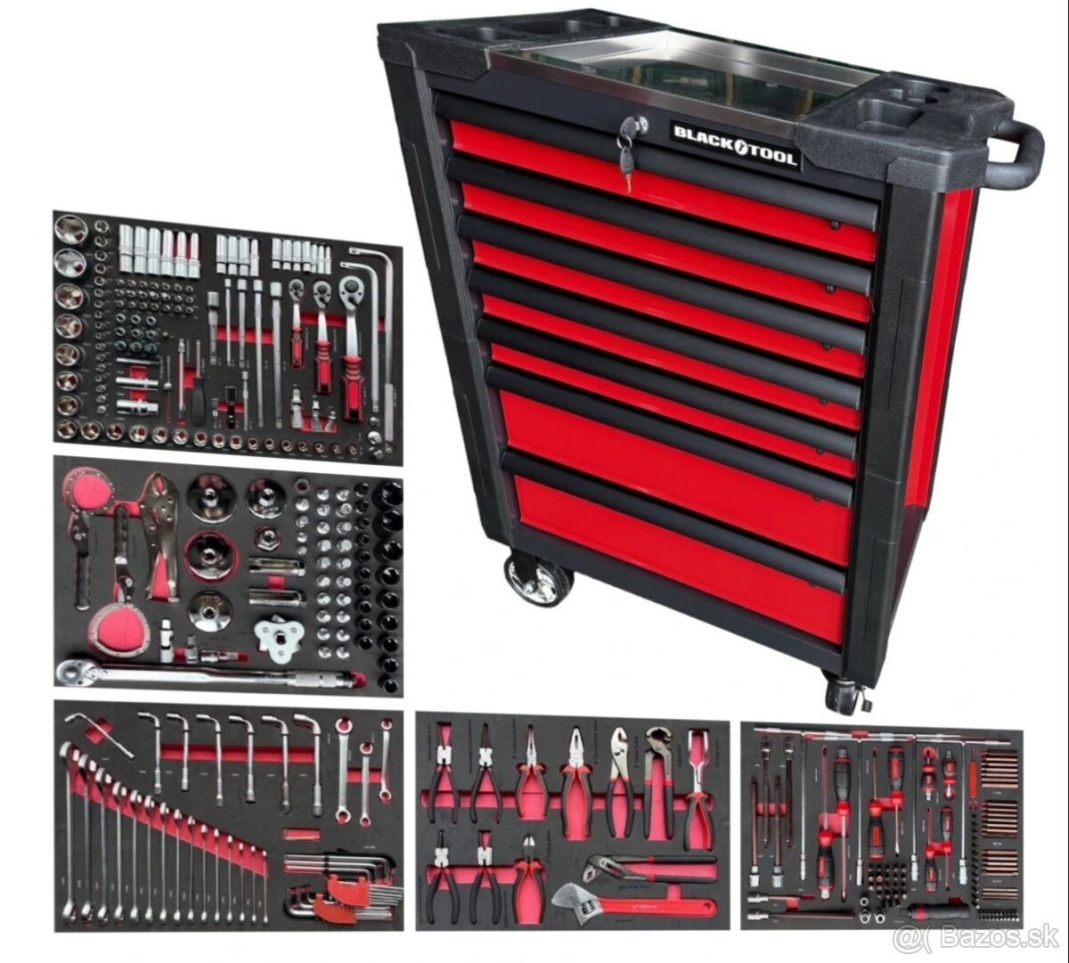 Dielenský vozík s 335 ks náradia,7 zásuviek