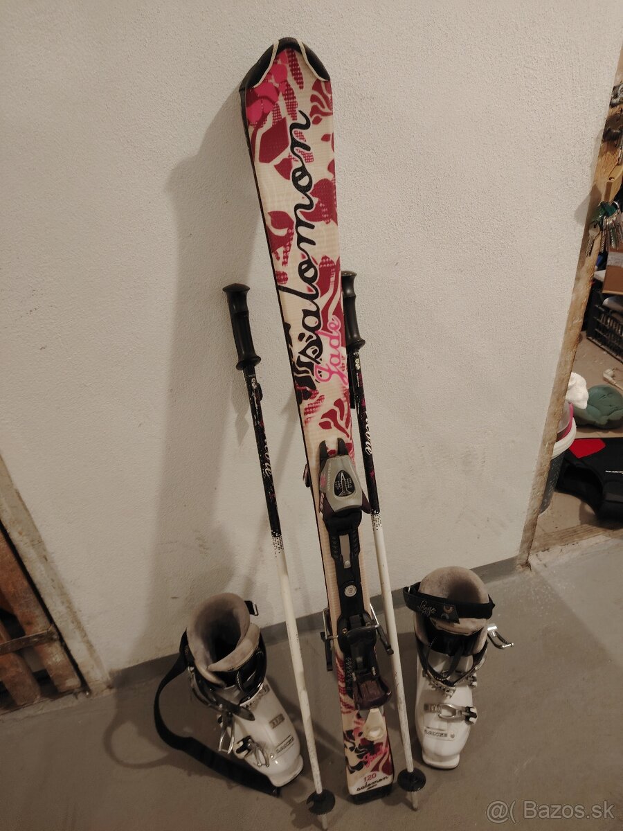 Detské lyže+lyziarky+palice+prilba