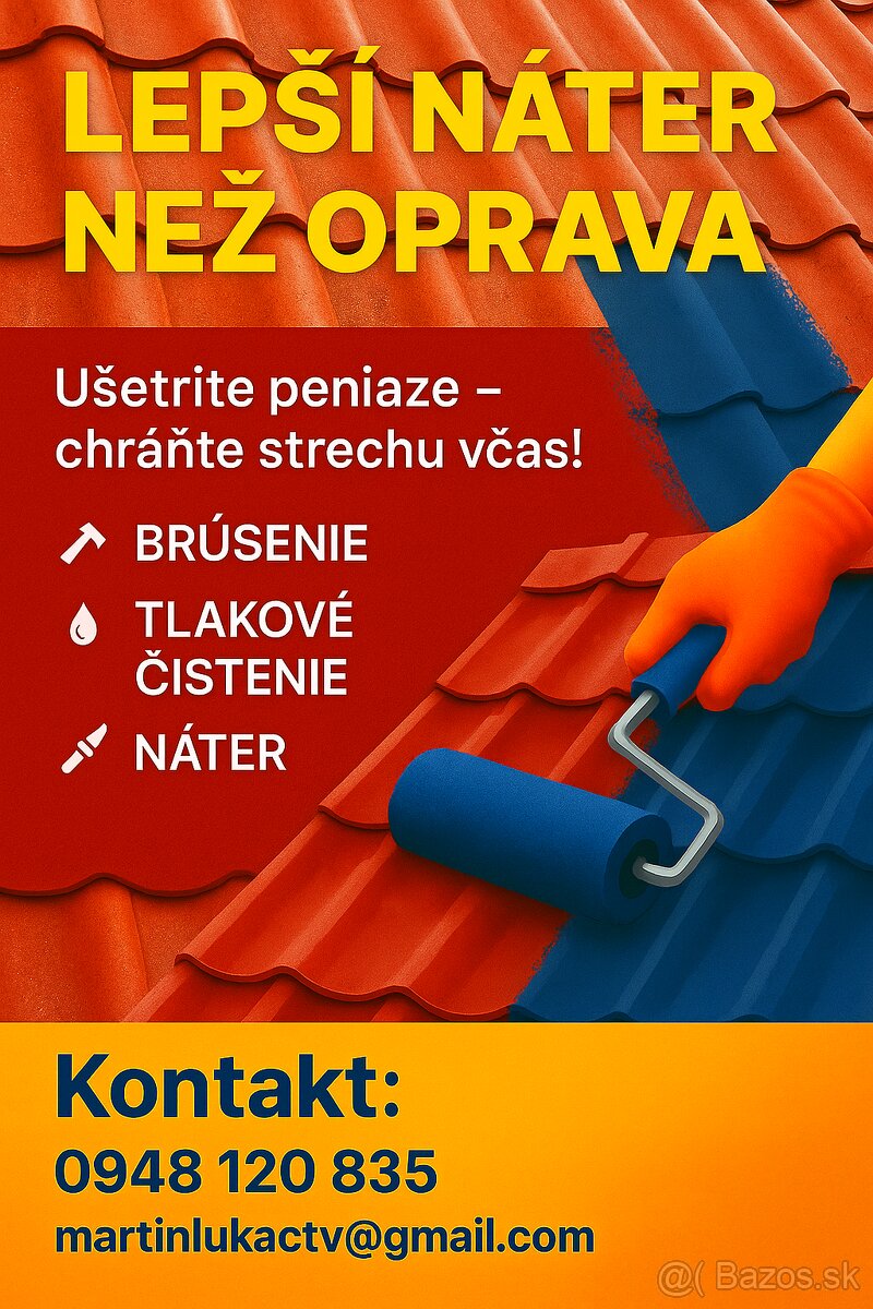 Natieranie maľovanie renovácia strechy