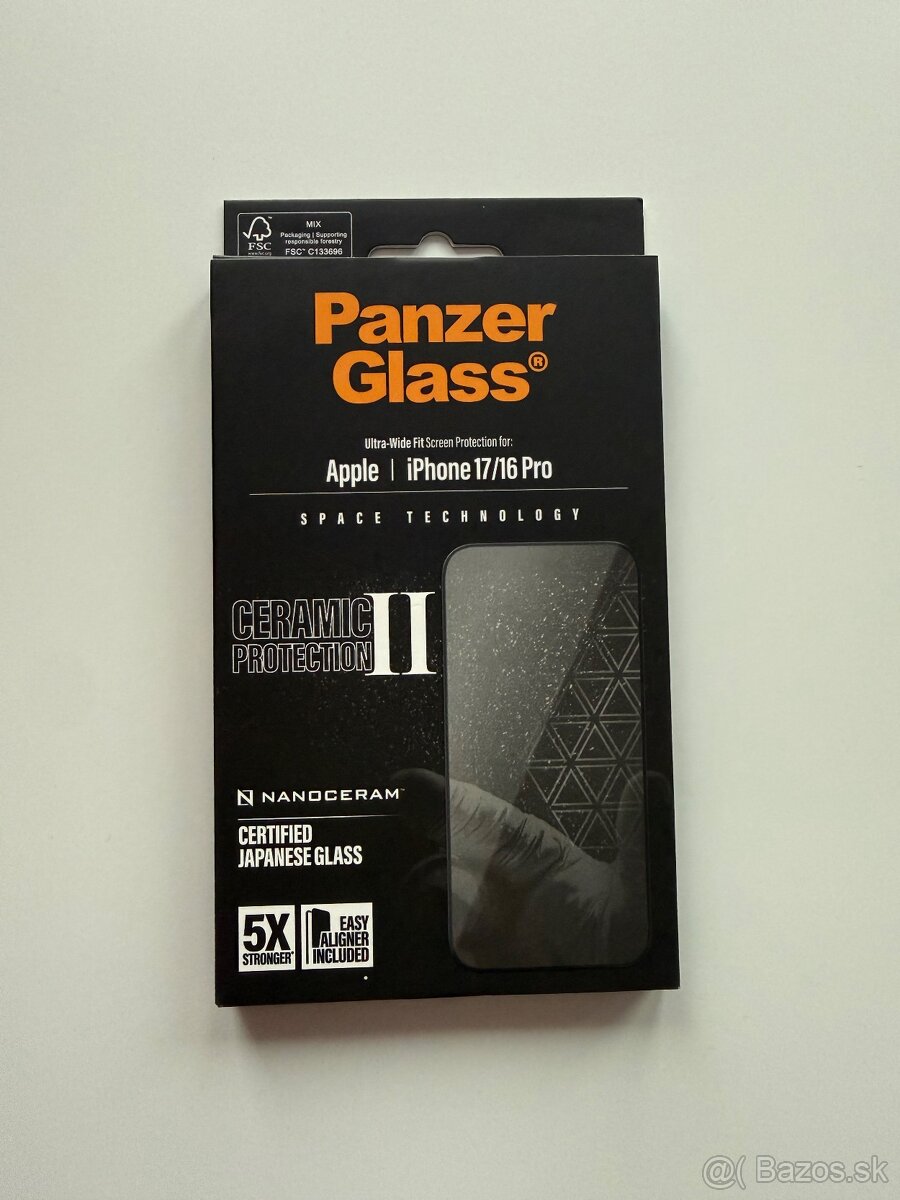 Tvrdené sklo UWF Ceramic II s aplikátor. iPhone 17/16 Pro