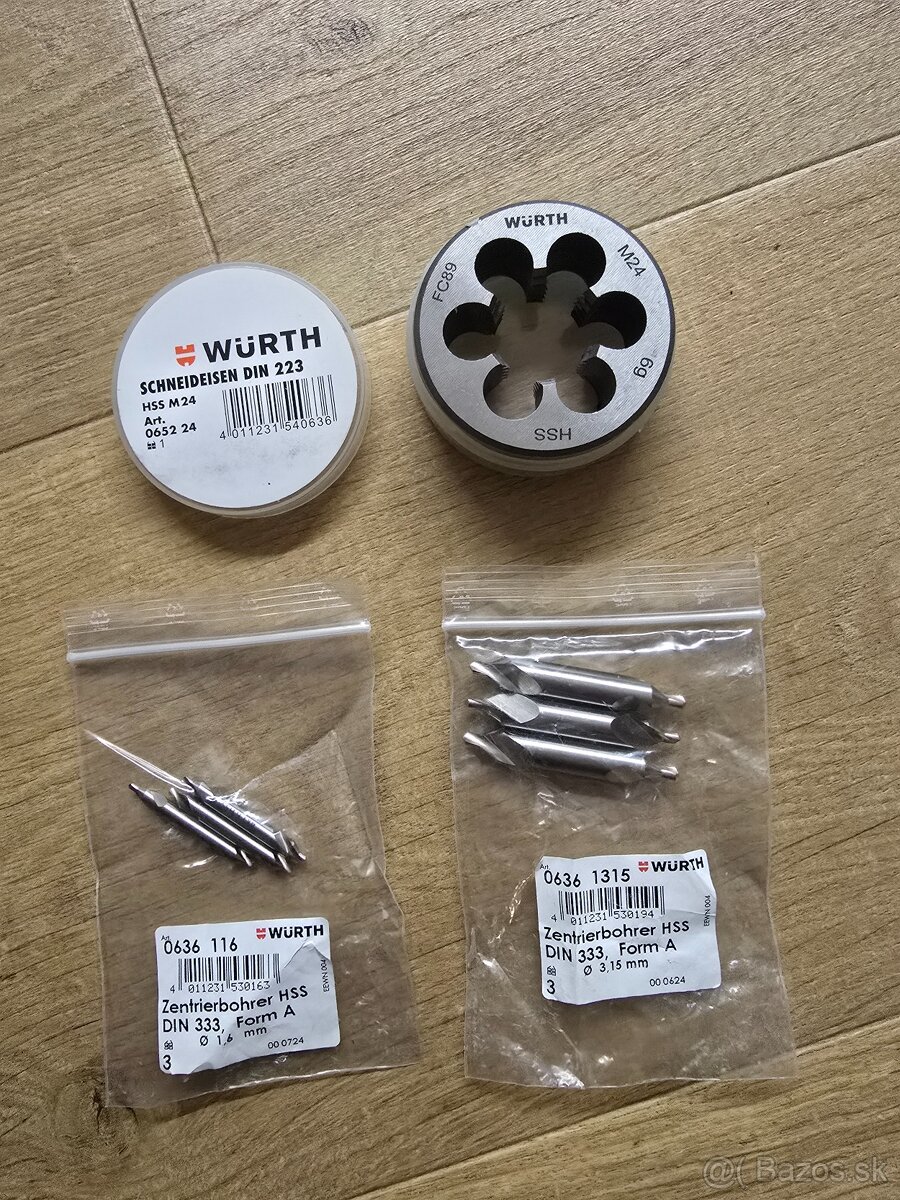 Wurth závitova čeľust M24 a Strediaci vrták nový