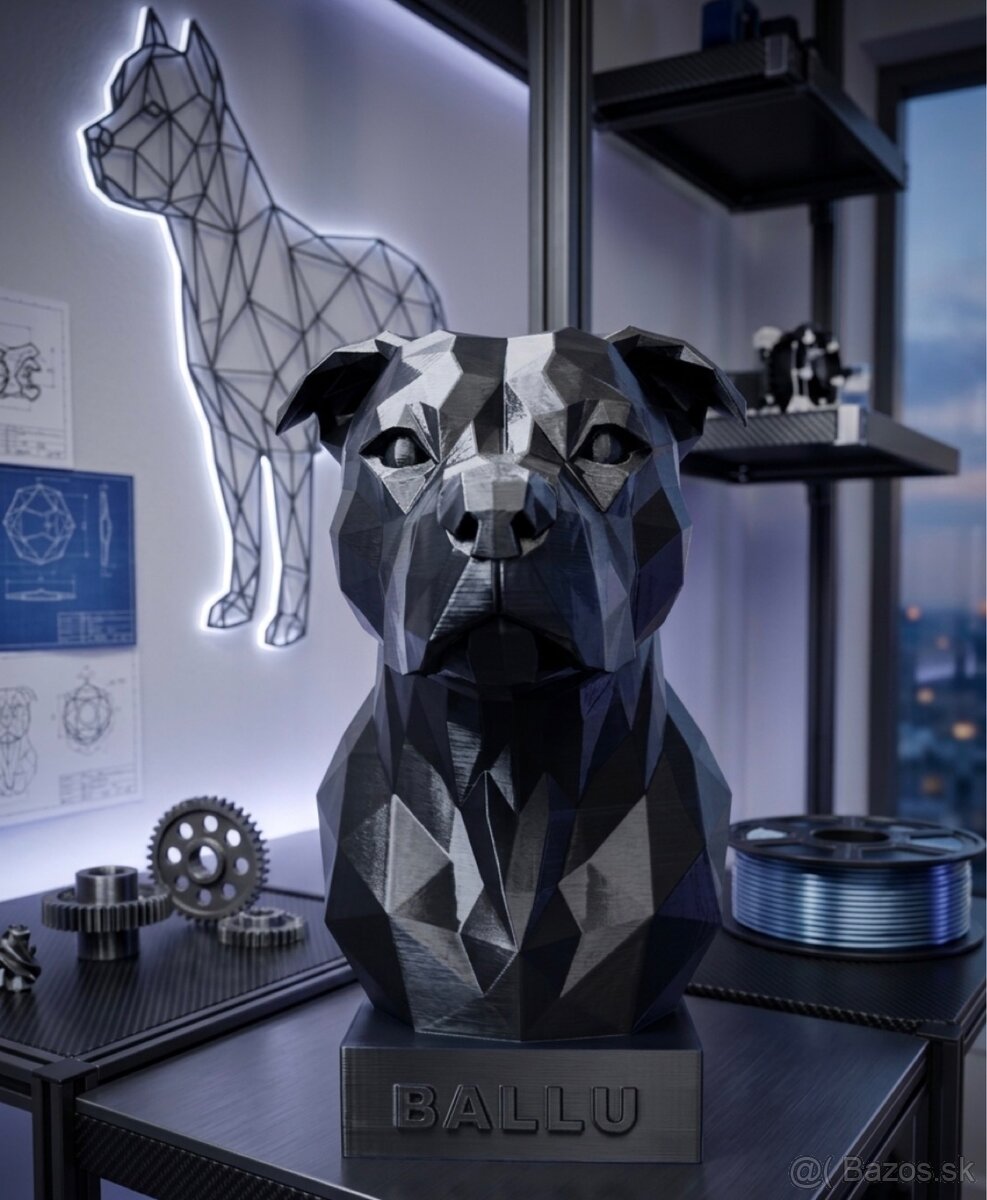 🐾 3D tlačená soška psa s menom