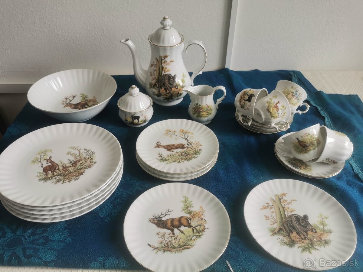 Poľovnícky set, porcelan