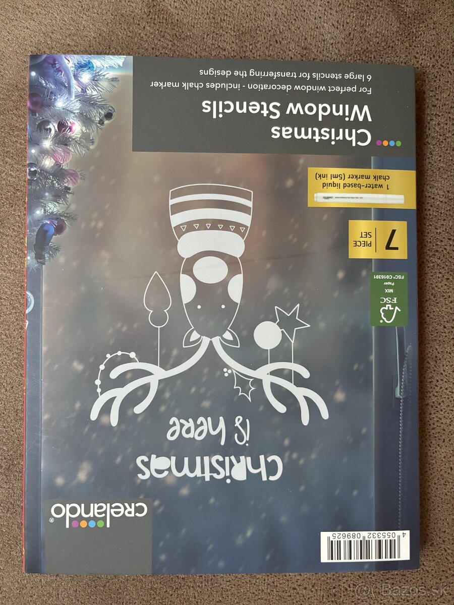 Vianočné šablóny na okno+biela fixka