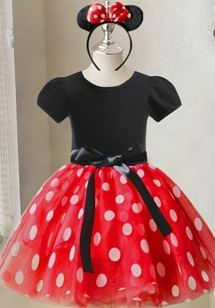 Šaty kostým Mickey Mause Minnie + čelenka rôzne veľkosti