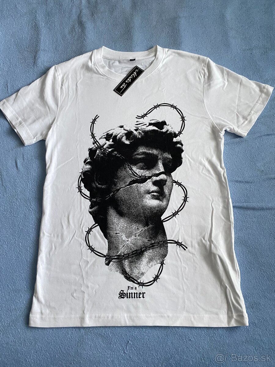 Tričko 'I'm A Sinner', nové, veľkosť XS, biele