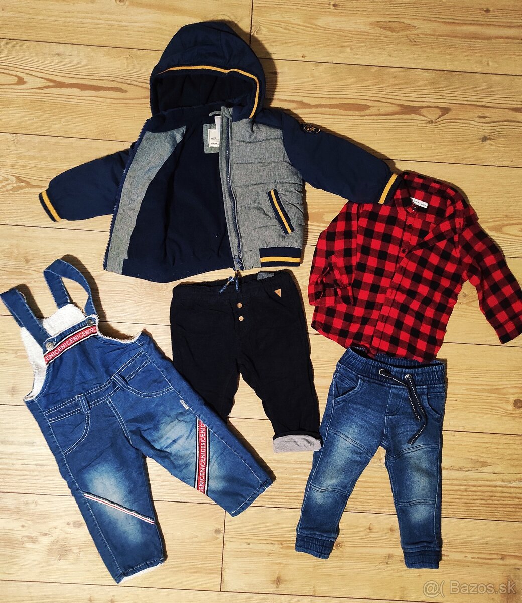 Chlapčenské zimná bunda,rifle, košeľa, čapice