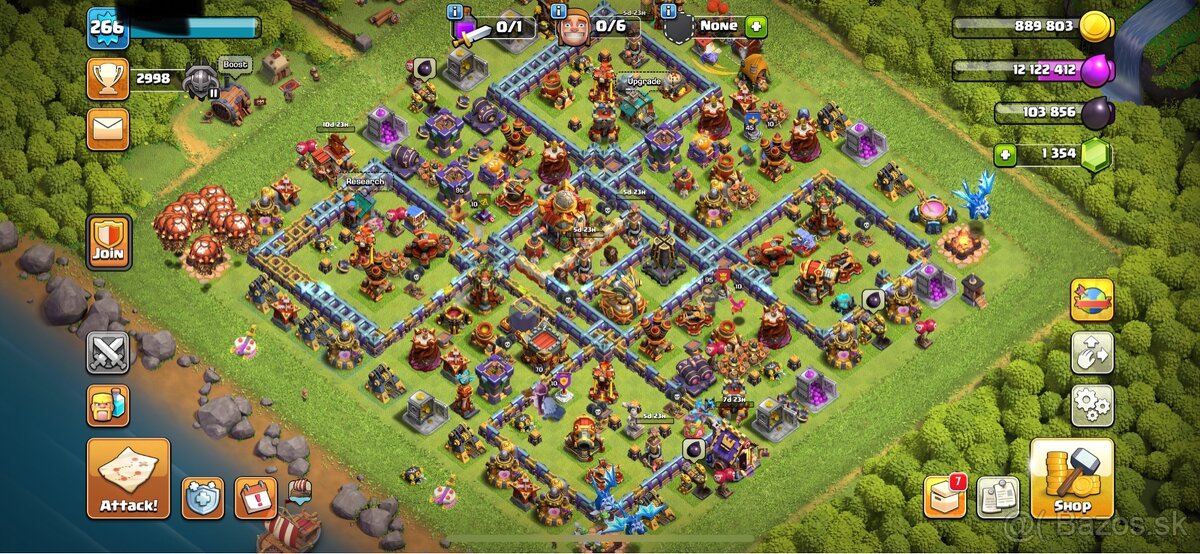 Predám Clash of Clans účet – TH15, level 266, veľmi silný