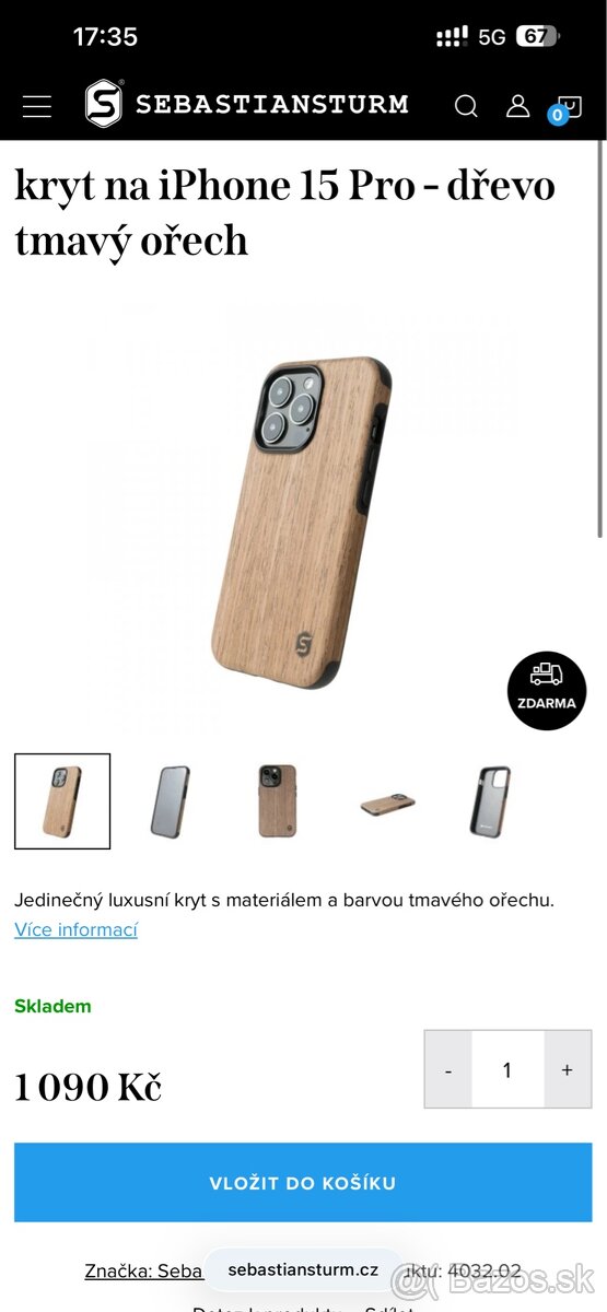 Kryt na iPhone 15 Pro - dřevo tmavý orech Sebastian Sturm