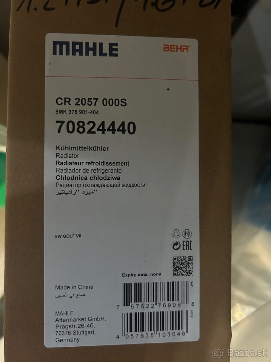 Chladič vody OCTAVIA III , Audi A3 ,Golf VII