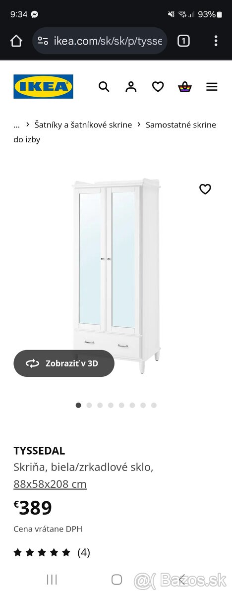 biela skina so zrkadlom IKEA