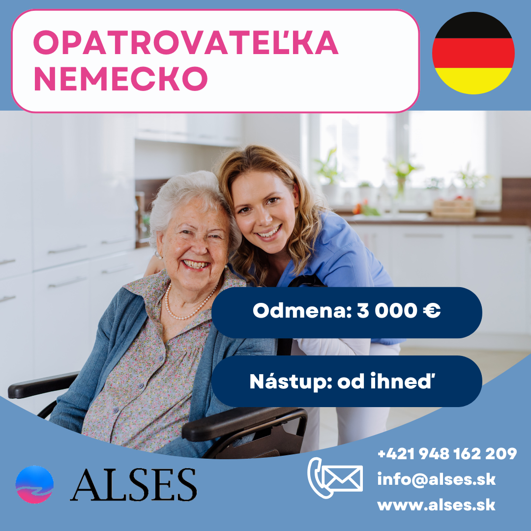 Opatrovateľka v Nemecku, plat až 3000 €