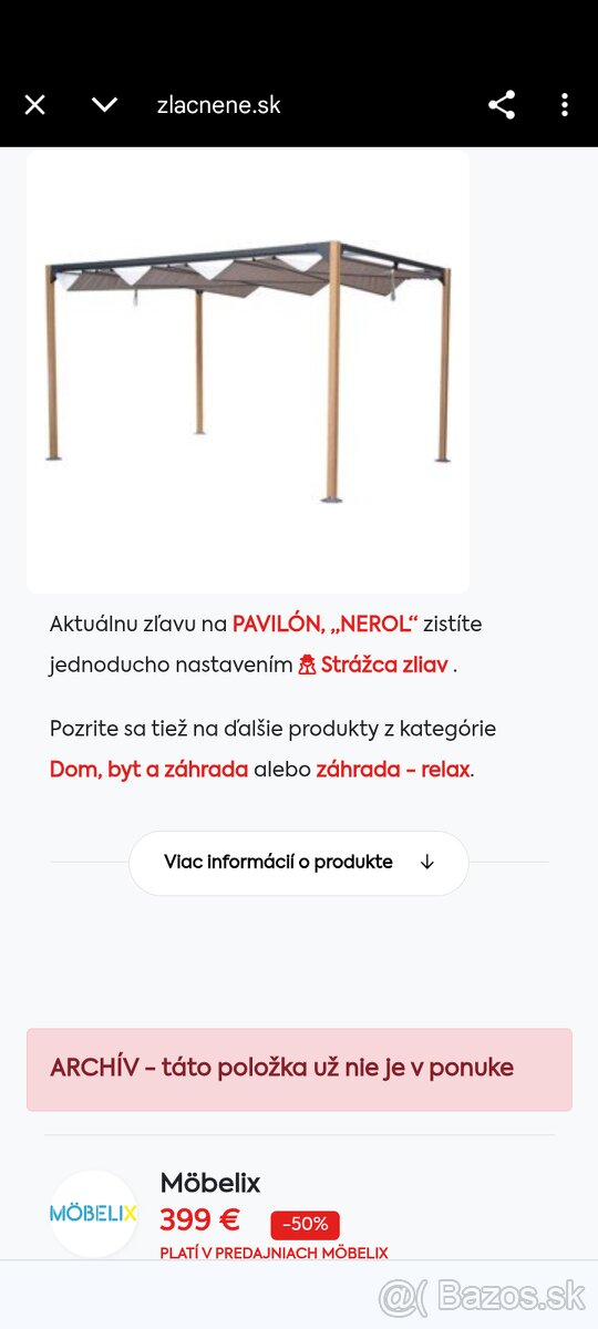 Predám záhradný pavilón prístrešok