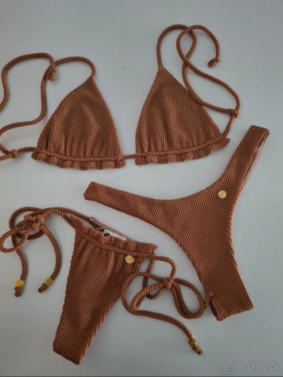 Hnede luxusne plavky Lemonky 3 ks