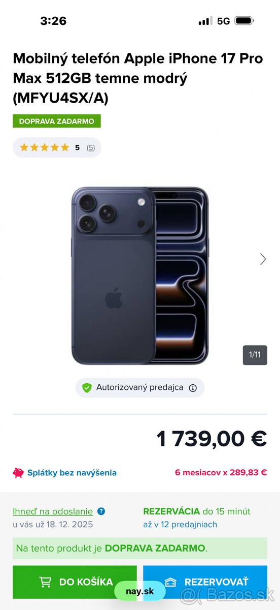 Predaám iphone 17 pro max blue 512gb