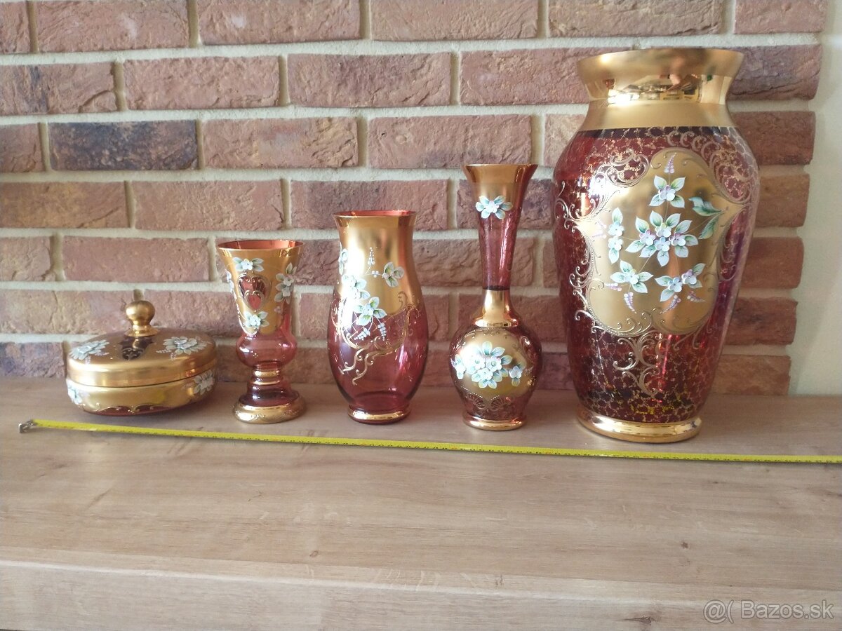 borské sklo, hutné sklo, zlatá zuzana ružová