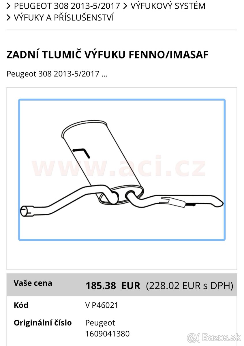 Tlmič výfuku Peugeot 308