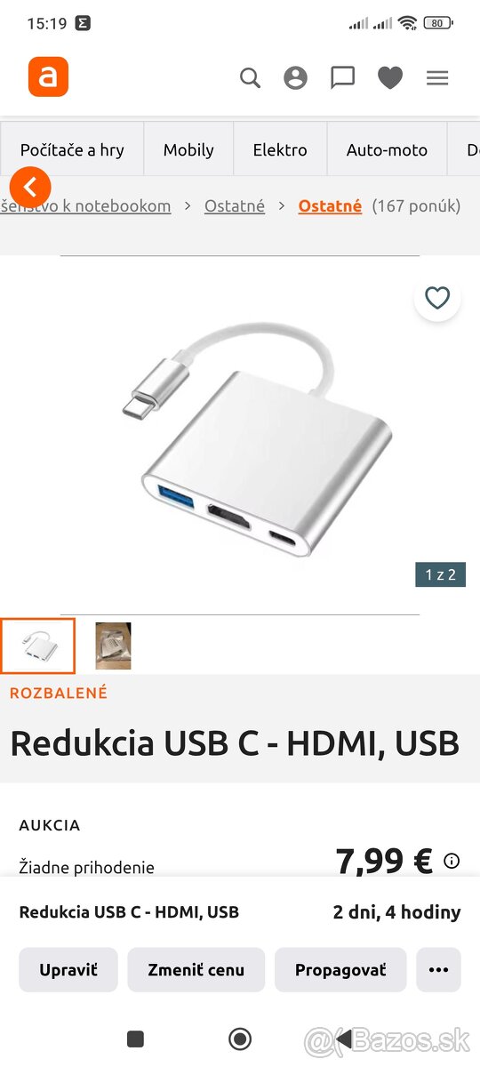 Redukcia USB C - HDMI, USB