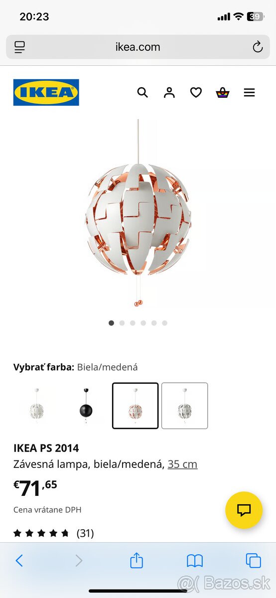 Zavesna lampa/luster svetlo Ikea