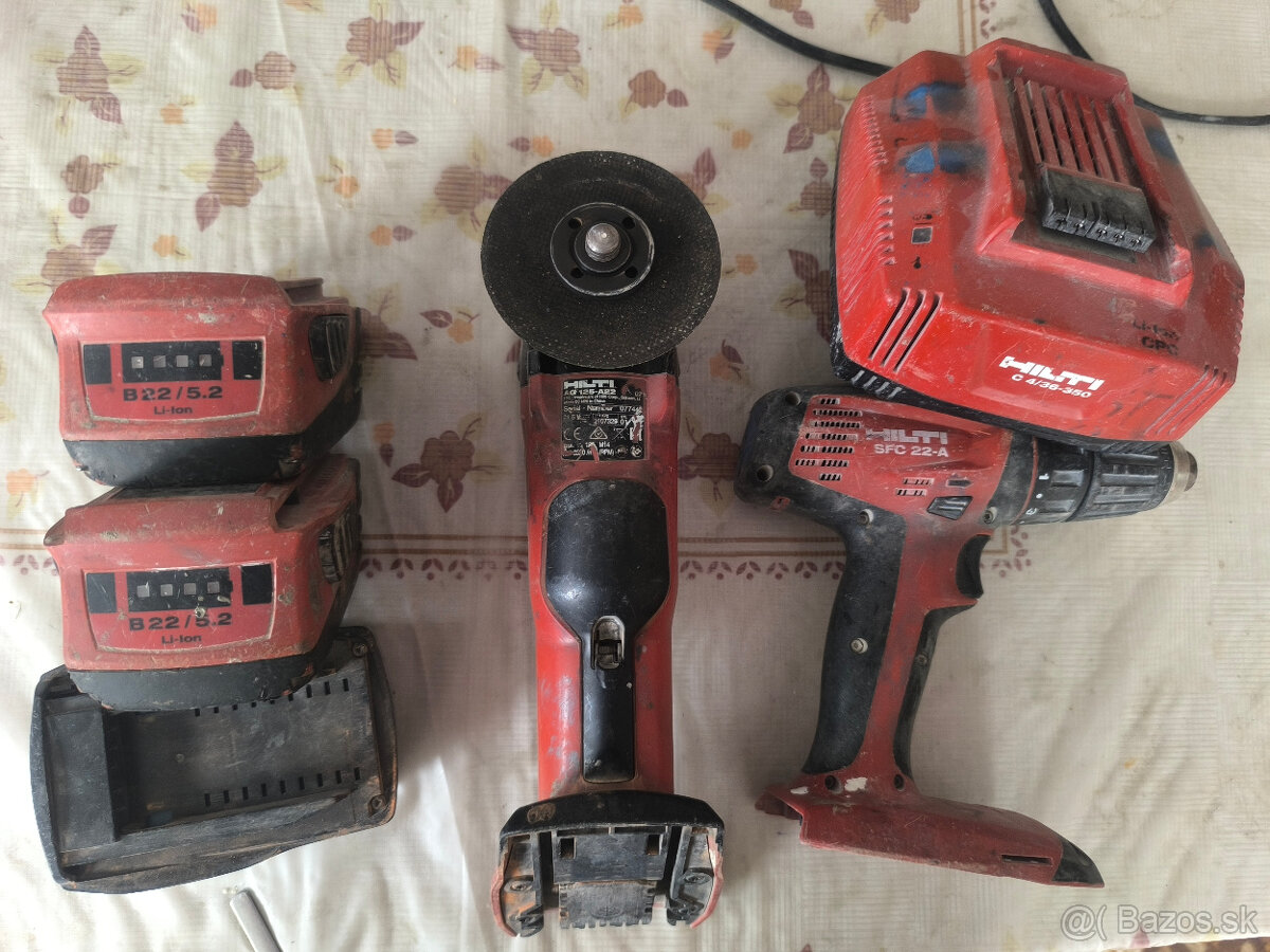 Hilti náradie + rýchlonabijačka 430w/365w + batérie 5.2 ,4ah