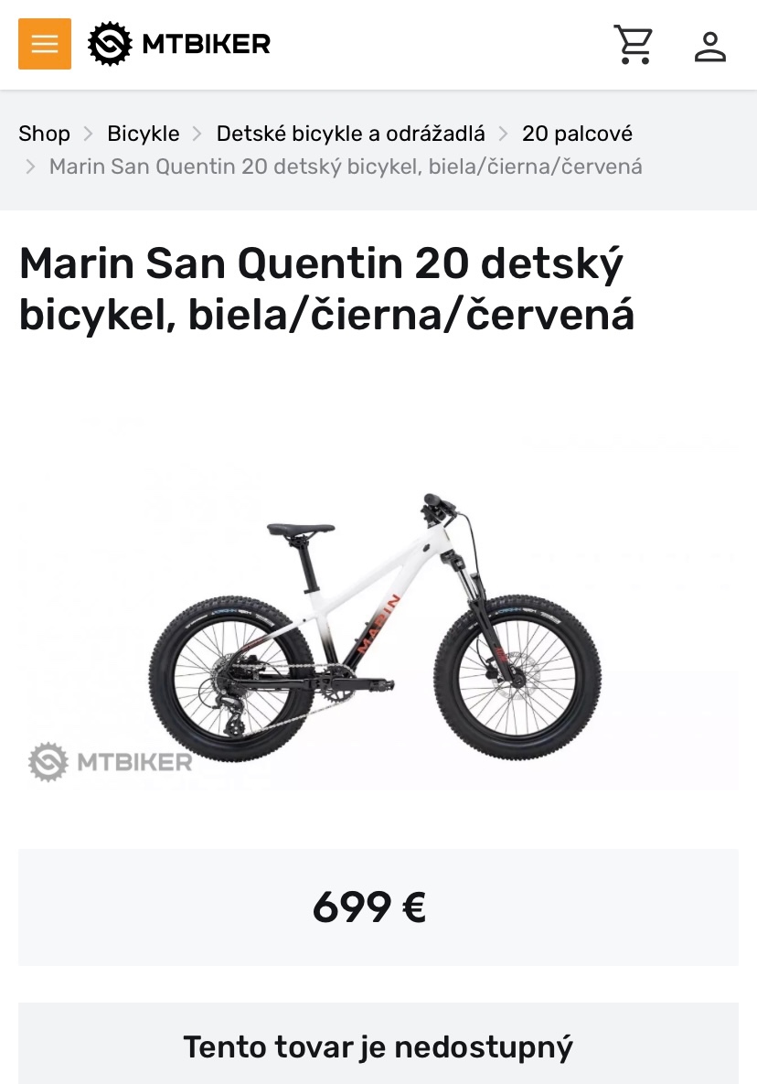 detský bicykel Marin San Quentin 20
