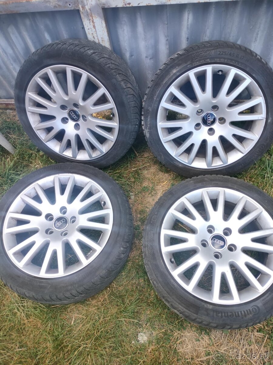 4ks alu disky orig. Audi 5x112 R17 pneu 225/45 R17 5mm