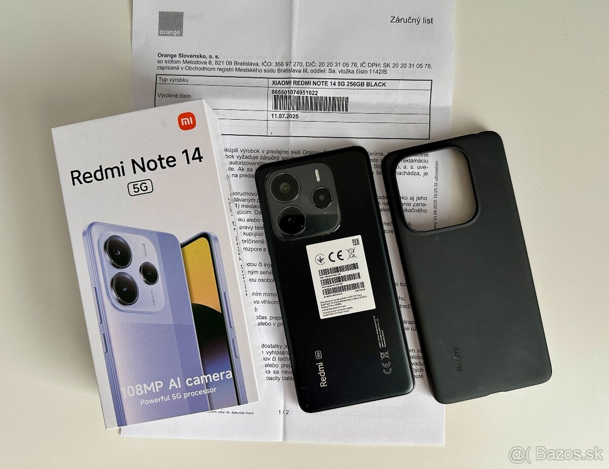 Xiaomi Redmi Note 14 5G 8GB/256GB, cierny, TOP, ZARUKA
