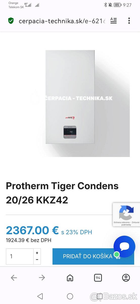 🔥 Predám kondenzačný kotol Protherm Tiger Condens 20/26 KKZ