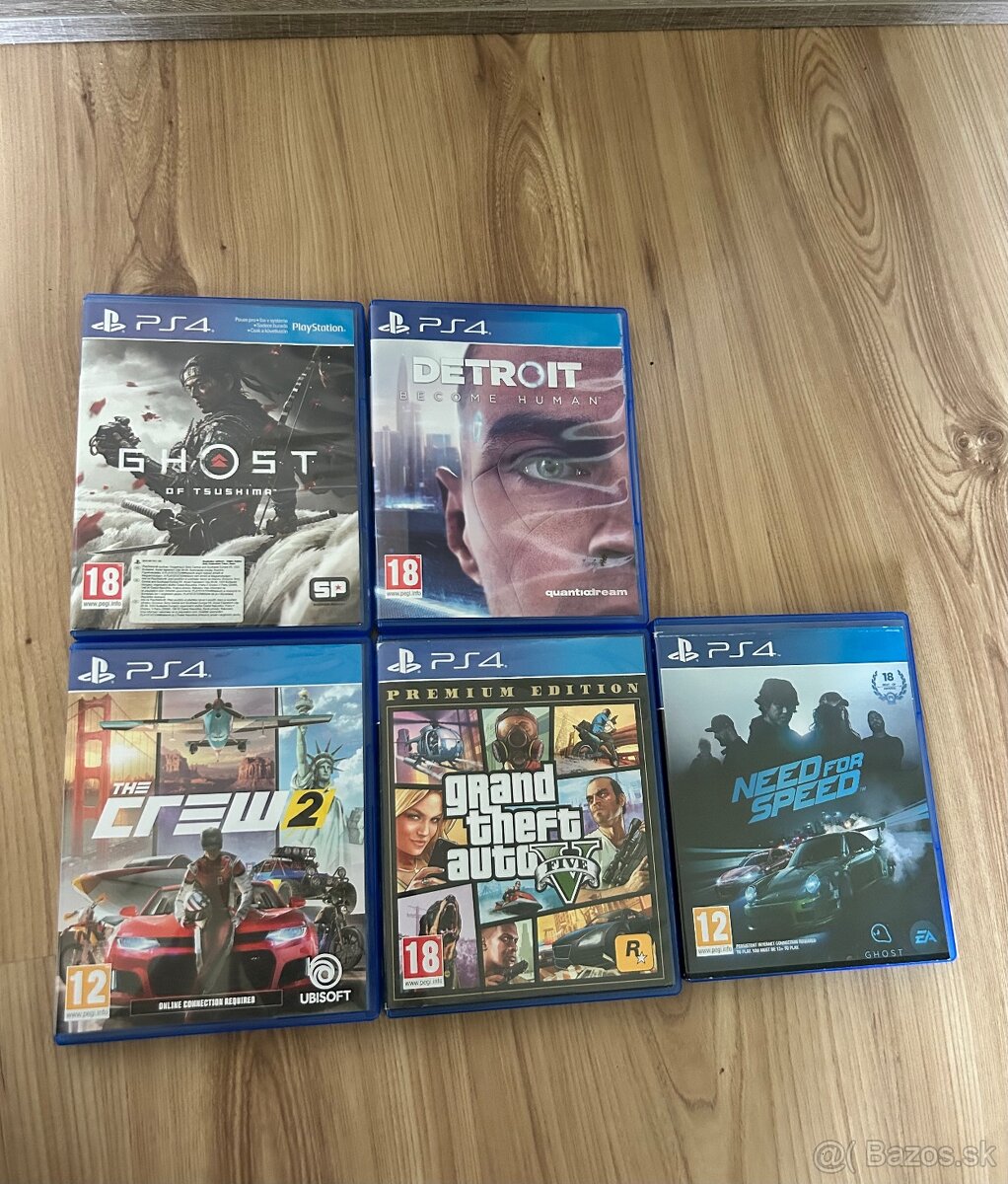 PS4 hry: GTA V, Detroit, NFS, The Crew 2