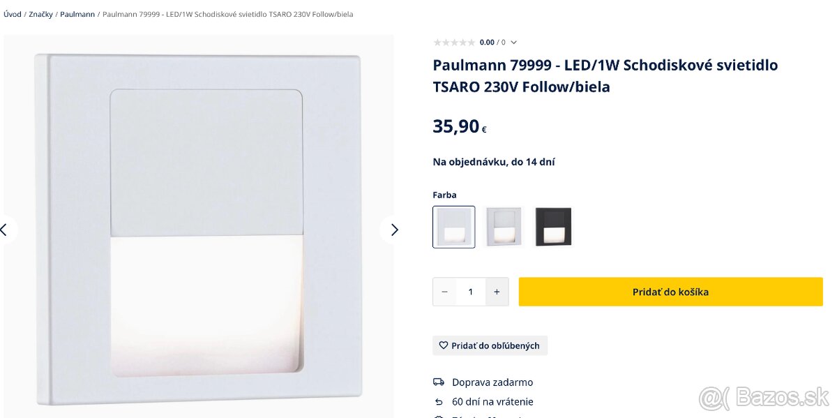 Paulmann 79999 - LED/1W Schodiskové svietidlo TSARO 230V Fol