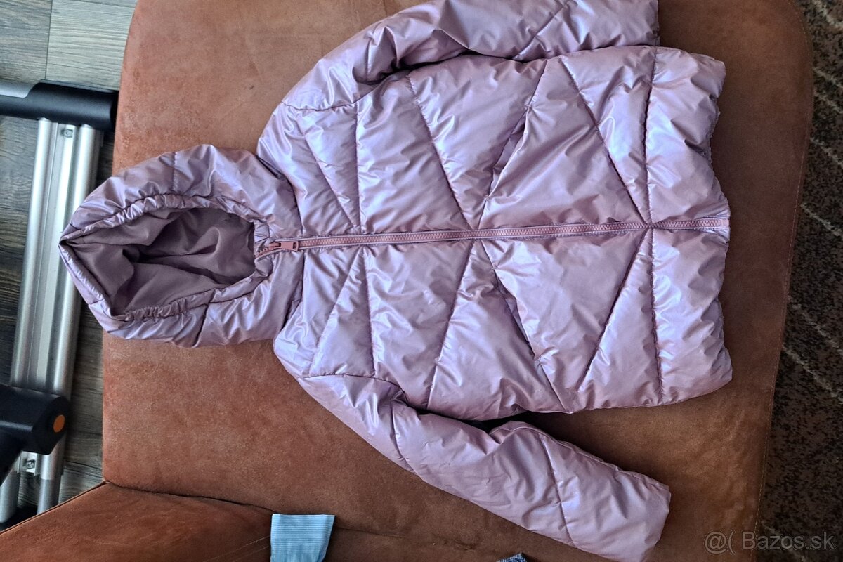 Lesklá zimná bunda s kapucňou,128