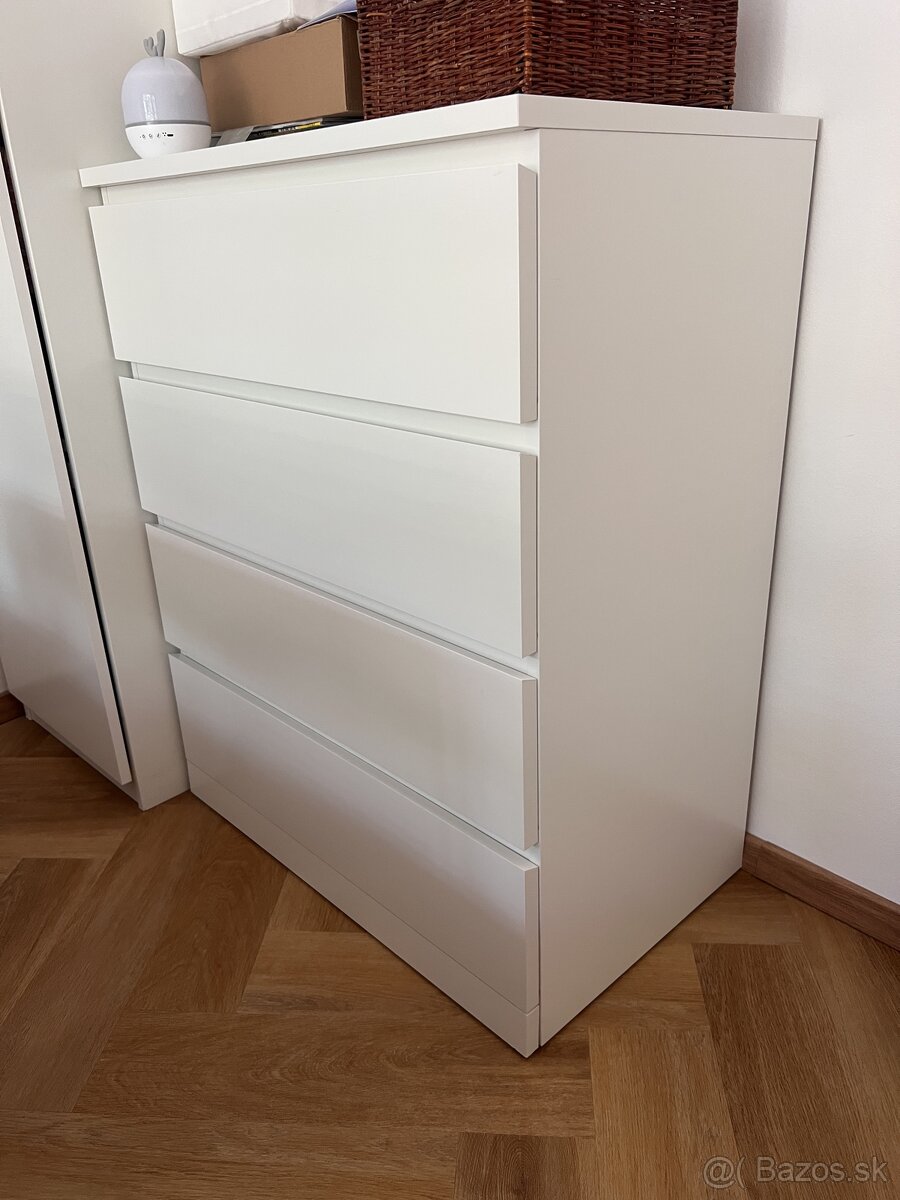 MALM Komoda so 4 zásuvkami, biela, 80x100 cm